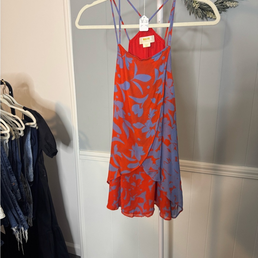 Maeve Contrasting Floral Red and Purple Women's Top Large - Picture 5 of 5